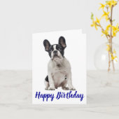 Gelukkige Verjaardag Franse Bulldog Puppy Dog Fren Kaart (Gele Bloem)