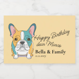 Gelukkige verjaardag Franse Bulldog Sparkling Wijnetiket
