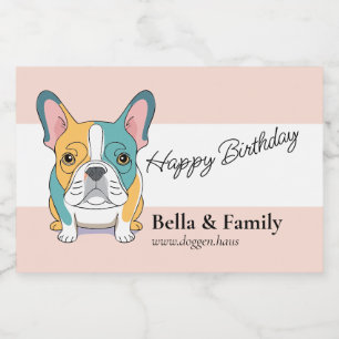 Gelukkige verjaardag Franse Bulldog Sparkling Wijnetiket