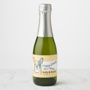 Gelukkige verjaardag Franse Bulldog Sparkling Wijnetiket