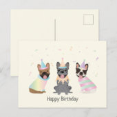 Gelukkige Verjaardag Franse Bulldogs Briefkaart (Voorkant / Achterkant)