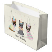 Gelukkige Verjaardag Franse Bulldogs Groot Cadeauzakje (Achterkant Gekanteld)