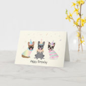 Gelukkige Verjaardag Franse Bulldogs Kaart (Gele Bloem)