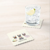 Gelukkige Verjaardag Franse Bulldogs Kartonnen Onderzetters (Insitu)