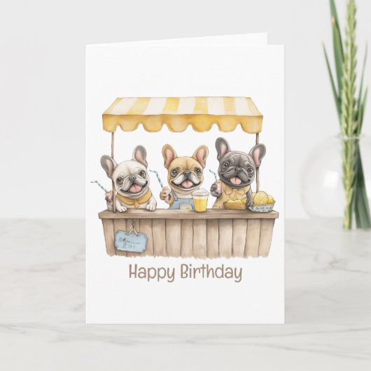 Gelukkige Verjaardag Franse Bulldogs Lemonade Stan Kaart (Voorkant)
