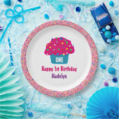 Gelukkige Verjaardag Frosted Cupcake Rainbow Sprin Papieren Bordje (Feest)