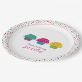 Gelukkige Verjaardag Frosted Cupcake Rainbow Sprin Papieren Bordje (Gekanteld)