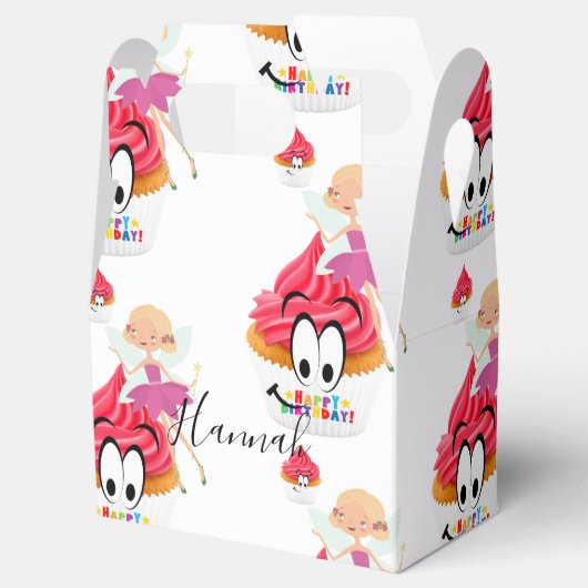 Gelukkige Verjaardag Gable Favor Box Fairy Cupcake Bedankdoosjes (Geopend)