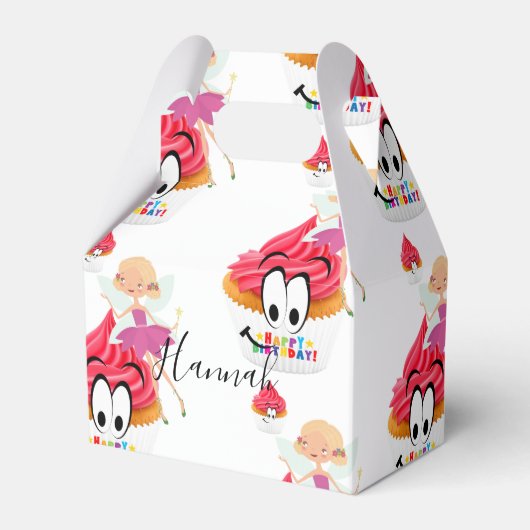 Gelukkige Verjaardag Gable Favor Box Fairy Cupcake Bedankdoosjes (Voorkant Zijde)