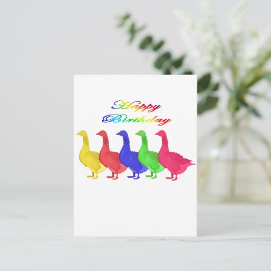 Gelukkige Verjaardag Ganzen Briefkaart (Staand voorkant)