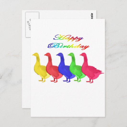 Gelukkige Verjaardag Ganzen Briefkaart (Voorkant / Achterkant)
