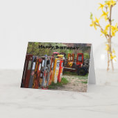 Gelukkige Verjaardag Gaspompen, Race Car Humor Kaart (Gele Bloem)