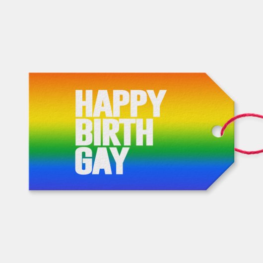 Gelukkige Verjaardag Gay Cadeaulabel (Voorkant (Horizontaal))