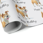 Gelukkige Verjaardag Geanimeerde Hond Cadeaupapier (Rol Hoek)