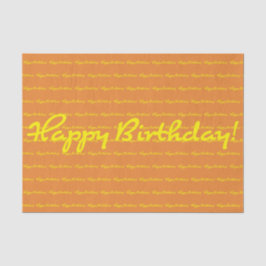Gelukkige verjaardag! Geel Casual script herhalen Tissuepapier