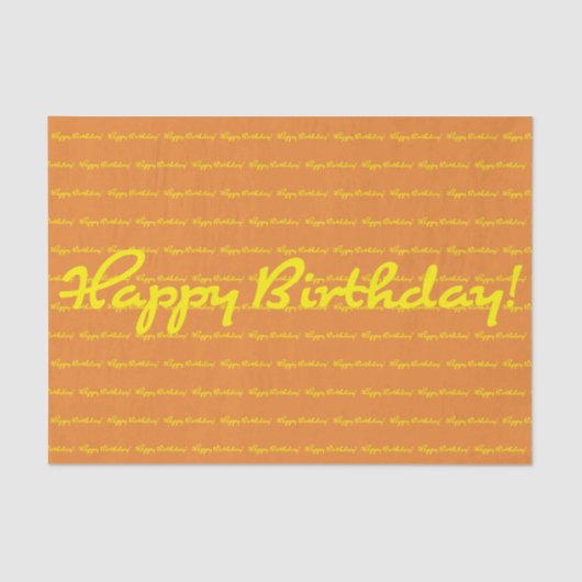 Gelukkige verjaardag! Geel Casual script herhalen Tissuepapier (Voorkant)