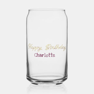 gelukkige verjaardag geel maron pastel modern tren blikvorm glas