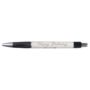 gelukkige verjaardag geel maron pastel modern tren pen