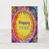 Gelukkige Verjaardag Geel Vrolijke Leuke Inspirati Kaart (Voorkant)