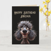 Gelukkige Verjaardag Geen Stress Poedel Hond Aange Kaart (Gele Bloem)