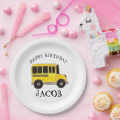Gelukkige Verjaardag Gele School Bus Leraar Onderw Papieren Bordje (Feest)
