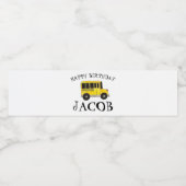 Gelukkige Verjaardag Gele School Bus Leraar Onderw Waterfles Etiket (Enkel label)