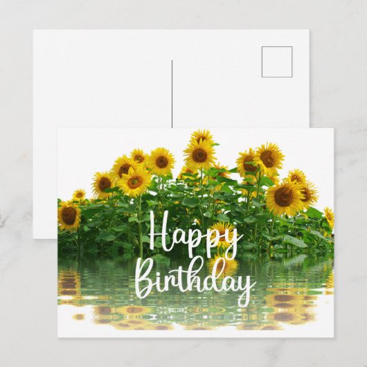 Gelukkige verjaardag Gele Zonnebloemen Briefkaart (Voorkant / Achterkant)