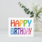 Gelukkige Verjaardag - Gelukkige Kleurrijke Groet Briefkaart (Staand voorkant)