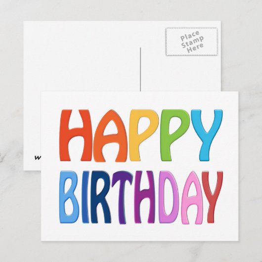 Gelukkige Verjaardag - Gelukkige Kleurrijke Groet Briefkaart (Voorkant / Achterkant)