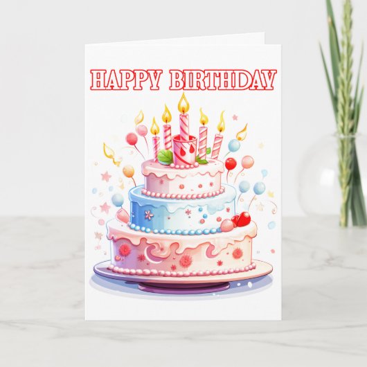 Gelukkige verjaardag - Geniet van de taart Kaart (Voorkant)