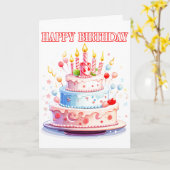 Gelukkige verjaardag - Geniet van de taart Kaart (Gele Bloem)