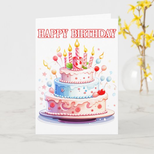 Gelukkige verjaardag - Geniet van de taart Kaart (Gele Bloem)