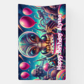 Gelukkige verjaardag | Gepersonaliseerd buitenaard Spandoek (Verticaal)