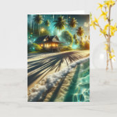 Gelukkige Verjaardag Gepersonaliseerde Beach House Kaart (Gele Bloem)