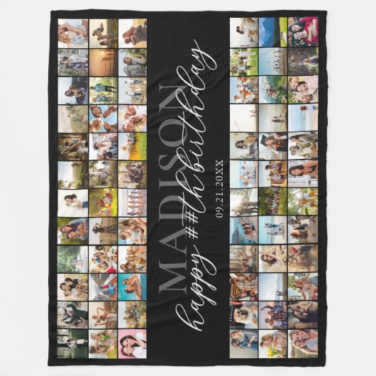 Gelukkige Verjaardag Gepersonaliseerde Foto Collag Fleece Deken (Voorkant)