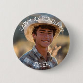 Gelukkige verjaardag Gepersonaliseerde foto, naam Ronde Button 5,7 Cm (Voorkant)