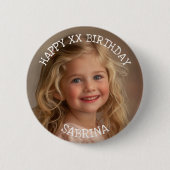 Gelukkige verjaardag Gepersonaliseerde foto, naam  Ronde Button 5,7 Cm (Voorkant)