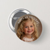 Gelukkige verjaardag Gepersonaliseerde foto, naam  Ronde Button 5,7 Cm (Voorkant /achterkant)