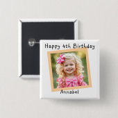 Gelukkige Verjaardag Gepersonaliseerde Foto Vierkante Button 5,1 Cm (Voorkant /achterkant)