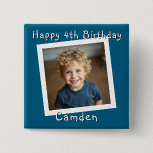Gelukkige Verjaardag Gepersonaliseerde Foto Vierkante Button 5,1 Cm
