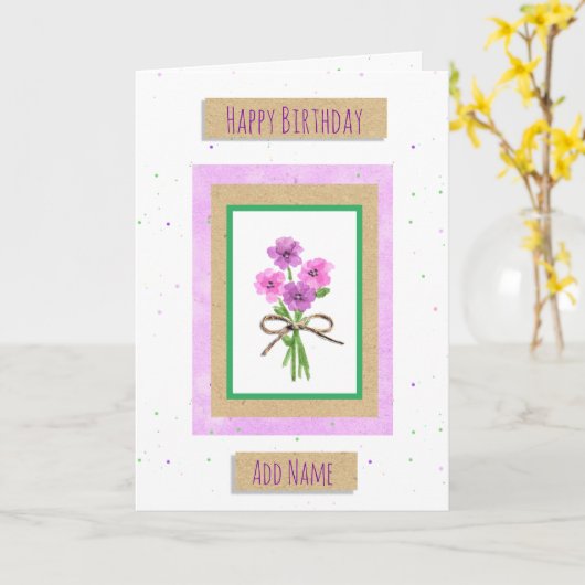 Gelukkige Verjaardag Gepersonaliseerde Waterverf B Kaart (Gele Bloem)