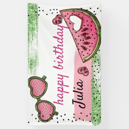 Gelukkige Verjaardag Gepersonaliseerde Zomer Water Spandoek (Verticaal)