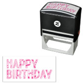 Gelukkige Verjaardag Gestreept Groovy Kleurrijk Zelfinktende Stempel (In situ)