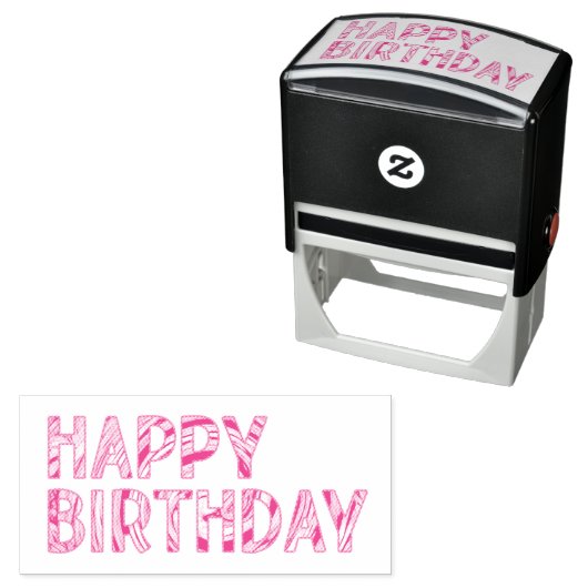 Gelukkige Verjaardag Gestreept Groovy Kleurrijk Zelfinktende Stempel (In situ)