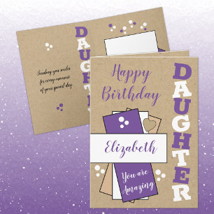 Gelukkige Verjaardag geweldig Dochter paarse rusti Kaart