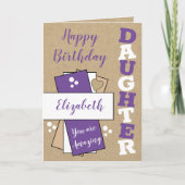Gelukkige Verjaardag geweldig Dochter paarse rusti Kaart (Voorkant)
