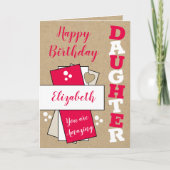 Gelukkige Verjaardag geweldig Dochter rood rustiek Kaart (Voorkant)