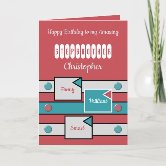Gelukkige Verjaardag geweldig Stepbrother rood Kaart (Voorkant)