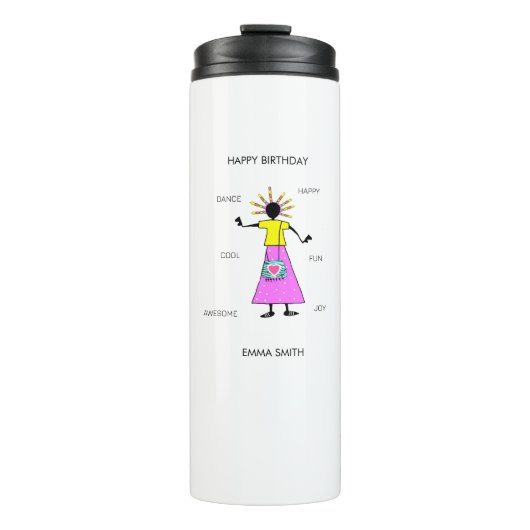 Gelukkige verjaardag, Geweldige meidendans Thermosbeker (Voorkant)