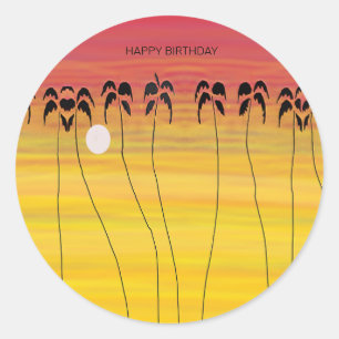 Gelukkige verjaardag, Geweldige tropische zonsonde Ronde Sticker
